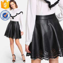 Scallop Laser Cut Coated Skirt Manufacture Wholesale Fashion Women Apparel (TA3092S)